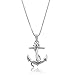 SILVERCLOSEOUT Sterling Silver Nautical Ship Anchor Rope Necklace Pendant for women Ladies