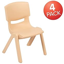 Flash Furniture 4 Pack Natural Plastic Stackable