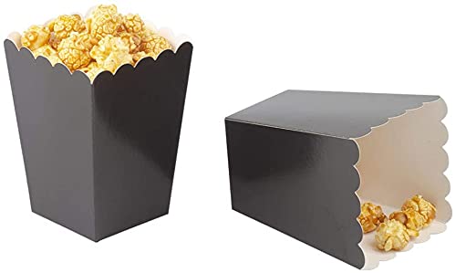 ZooYoo Black Popcorn Boxes Cardboard Candy Party Favor Boxes,24pcs
