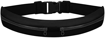 N2N Running Belt Waist Pack -Waterproof &amp; Adjustable Runner's Belt For Hiking Fitness,Dual Pouch Bag -Women and Men Runner Workout Belts Fanny Bag for iPhone 8 7 Plus 6s (black)