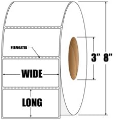 LabelRack 4" x 1.5" Rectangle Top-Coated Thermal Transfer Paper Labels (Blank) with 8" O.D. Perforated Each, Liner, Wound Out, 3" Core, 3600 Labels/Roll, 4 Rolls/Case - White (LT4151-R)