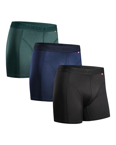 3er Pack Sport Boxershorts Herren, Mit regulärem oder langem Bein, Mehrfarbig (1x Schwarz, 1x Blau, 1x Grün), L