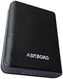 Askborg ChargeCube 10400mAh Powerbank External Battery Charger for iPhone, iPad, Samsung, Nexus, HTC and More - PU Leather - Black