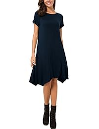 Urban CoCo - Vestido de manga corta con dobladillo asimétrico para mujer