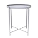 Round Side Table - 20'' Small Reversible Metal Tray End Table, Modern Steel Patio/Garden/Sofa/Coffee/Snack/Bed/Nesting Tables Nightstand for Living Room Bedroom Decor Indoor Outdoor-White