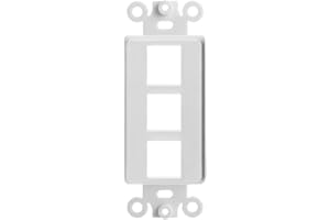 Cmple - 3 Port Decorator Wall Plate Insert, 1-Gang Keystone Wall Plate, Standard Keystone Jack Single Gang Wall Plate - White