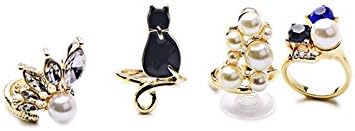 Kaariag Punkin Cute Cat and Elegance Pearl Fingertip Fashion Ring Set