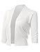 Women's 3/4 Sleeve Open Front Cropped Bolero Cardigan Shrug Sweater XL White