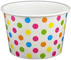 Yocup 8 oz. Polka Dot Rainbow Paper Ice Cream/Frozen Dessert Cup - 100 ct