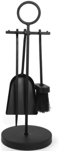 Inglenook Black 4 Piece Fireplace Companion Set Circle Handle Poker Brush Shovel