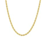 MAJU 18k Gold Over Stainless Steel Hip Hop Rope Chain Necklace 2-8mm, 16 - 36 inches