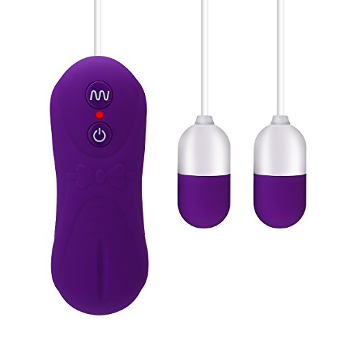 LEPO Powerful Multi-speed Vibrating 2 Love Eggs,Waterproof Mini Size Dual Motors Bullet Vibes for Women and Couples, 16 speeds, Purple