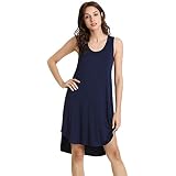WiWi Women's Bamboo Viscose Nightgown - Sleeveless Sleep Shirt, Plus Size S-4X, Navy, Large - View #3
