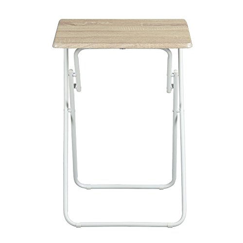 Aingoo Folding TV Trays 2 Pcs Small Snack Metal Dinner Tray Side Table Wood Printed Beige