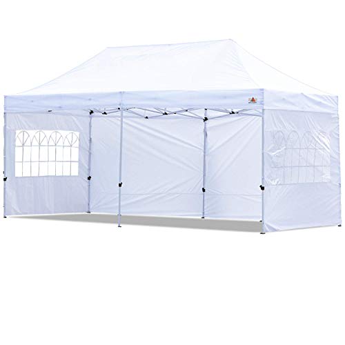 ABCCANOPY Outdoor Canopy 10x20 Easy Portable Wedding Party Tent Instant Shelter 10x20 Gazebo with Carrying Case/Bag, 6 Removable Sidewalls & Elegant Church, White