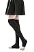 Women Opaque Open Toe Thigh High Compression Stockings Black Black One Size