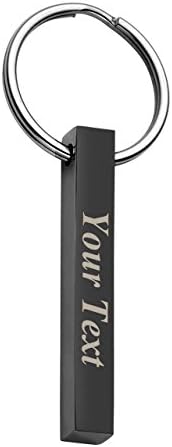Personalized Master Free Engraving Custom Plain Vertical Cuboid Bar Rectangle Pendant Keychain Stainless Steel Key Chain Ring for Couples Best Friends