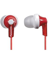 Panasonic ErgoFit In-Ear Earbud Headphones RP-HJE120-R (Red) Dynamic Crystal Clear Sound, Ergonomic Comfort-Fit