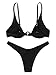 Verdusa Women's Sexy Triangle Bathing Two Pieces Swimsuit Bikini Set Black S