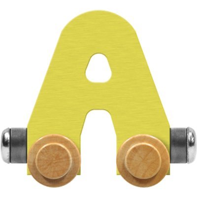 Maple Landmark NameTrain Pastel Letter Car A - Made in USA (Yellow)