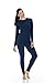 Thermajane Long Johns Thermal Underwear for Women Fleece Lined Base Layer Pajama Set Cold Weather (Small, Navy)