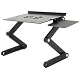 iCraze Adjustable Vented Laptop Table Laptop Computer Desk Portable Bed Tray Book Stand Multifuctional & Ergonomics Design Dual Layer Tabletop (Black)