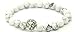 Silver Lion Head White Howlite Stone Bead Stretch Bracelet