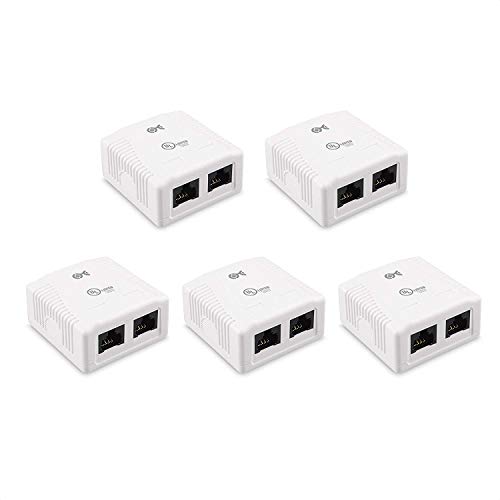 Cable Matters UL Listed Cat6 5Pack RJ45 Surface Mount Box 2 Port in