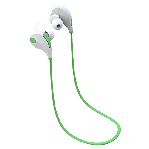 Wireless Bluetooth Sport Headphone, Gym Headset Running Earphone HiFi Stereo Bass Sound Sweatproof Earbuds, USB Charging, Best Gift for Men Women (Green and White) (2 Optional Colors)