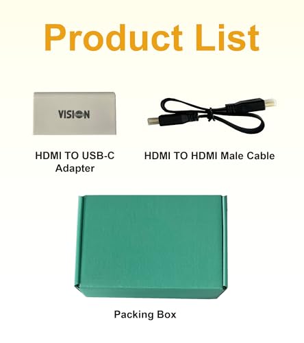 VISIONHMD HDMI to USB C Adapter (4K@60Hz) Portable Monitor, AR Glasses X-Real/V-iture/RayNeo/Rokid,HDMI Female(Source) to USB C Female(Display).Suitable for Switch,ROG Ally,Steam Deck,PS4/5, Xbx