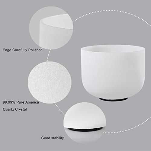 440HZ 8 Inch C Note Root Chakra Frosted Quartz Crystal Singing Bowl Meditation Therapy Sound Healing Instrument Sound… - Image 6