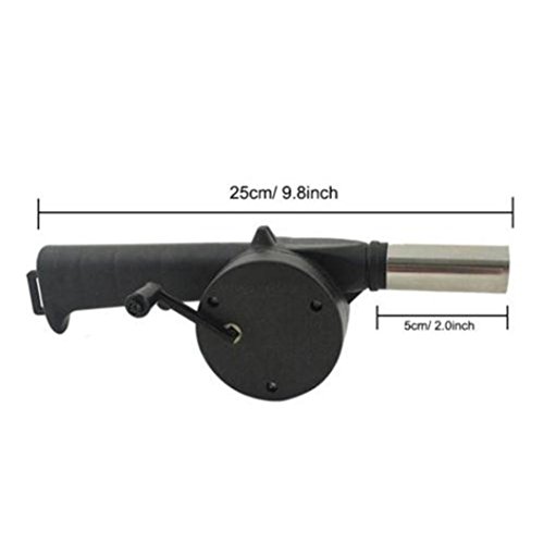 OVERMAL BBQ Hand Crank BBQ Fan Air Blower Powered Fire Bellows Outdoor Camping Cooking - Thumbnail 4