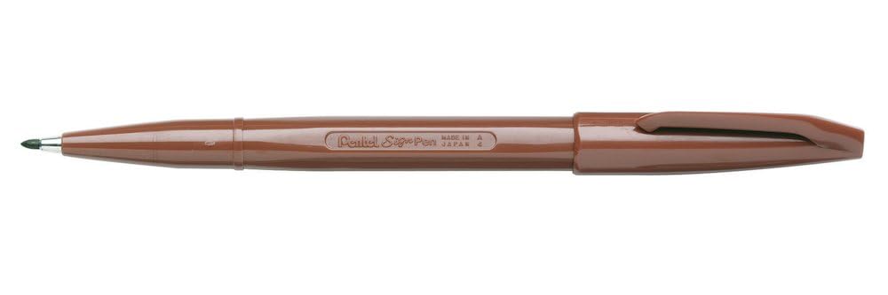 Pentel Sign Pen 1.0mm Line Dye Based Ink Original Fiber Tipped Pen - Brown (Pack of 12)