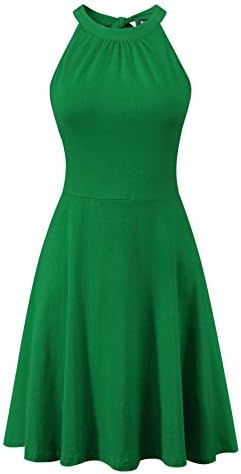 BIKATU Women's Off Shoulder Halter Dress Sleeveless Casual Sundress Cocktail Party Dresses