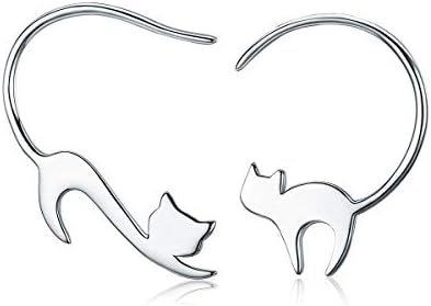 MINIVOG Women's Stud Earrings 925 Sterling Silver Cat Kitty Mismatched Eardrop for gifts