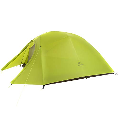 Naturehike Cloud-Up 3 Person Lightweight Backpacking Tent with Footprint - 4 Season Tent Ultralight 20D Silicone Coated Waterproof Backpack Camping Tent (3P - Mustard Green)