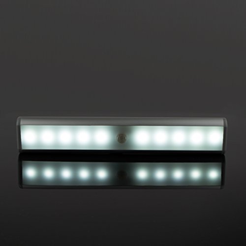 Wireless Motion Sensor Cabinet Lights 10-LED USB Rechargeable Closet Lights LED Under Cabinet Lighting for Wardrobe/Drawer/Stairs/Cupboard/Counter/Pantry/Stairs,Stick On Anywhere,2 Pack,White Light