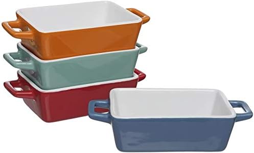 Rectangulaire à Tapas Lot de 4 petits plats de cuisson/plat à lasagnes/H5 (x 14 x 10 cm) et sans Mason Cash Spatule en bambou, spatule