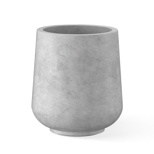Kante Accent Round Curved Pale Gray Concrete Planter 13" Dia, Outdoor