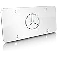 Genuine Mercedes Benz Star Logo on Polished Steel License Plate