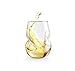 Final Touch Conundrum White Wine Glasses - Set of 4 Stemless Handcrafted Glasses - 9 oz Capacity - Sleek Curves for Comfortable Tasting - Dishwasher Safe (GG5008)