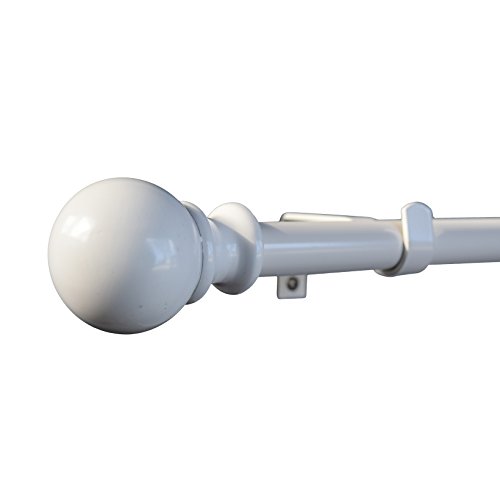 gbHome GH-6757WB Seraphic Felicity Curtain Rod, 72-144 In, White, Metal Cafe Rod Window Treatment Rod Drapery Rod