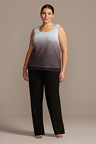 David's Bridal Crinkled Ombre Plus Size Three-Piece Pantsuit Style 950136, Black, 24W