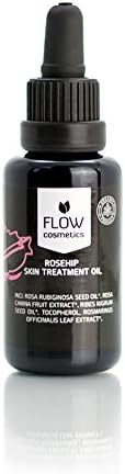 Flow Cosmetics Rosehip Skin Treatment Oil |Organic Rosehip Oil With Rosehip Co2 Extract And Arctic Black Currant | Anti Ageing Anti Acne | Natural Source Of Vitamin A