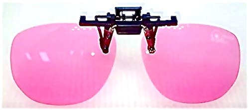Irlens Pink magenta tinted clip on glasses visual stress meares overlay alternative