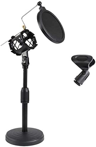 Dream Chase マイクスタンド卓上 高さ調節可能 ポップガード ショックマウント マイクホルダー付き 安定性抜群 録音 カラオケ 生放送 宅録 ゲーム実況 動画投稿などに最適 ブラック