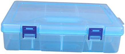 Badou 16 Grid Clear Plastic Adjustable Craft Beads Jewelry Sewing Storage Box Case Organizer Container Divider Portable Electronics Parts Gadgets Accessories Tool Storage Box (Sky Blue)