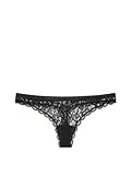 Victoria's Secret Cotton Lingerie Allover Lace Thong Panty Black