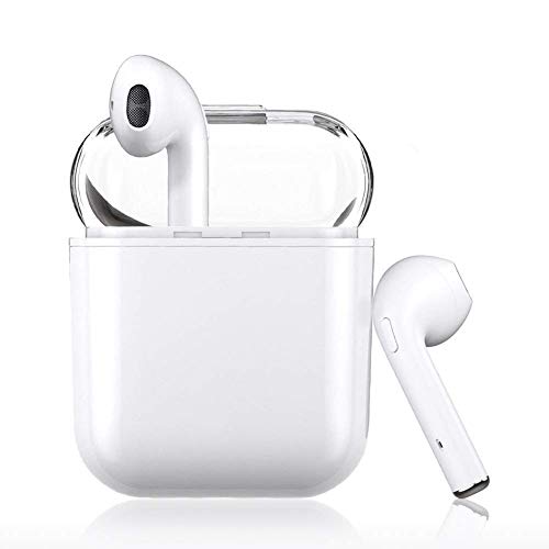 Bluetooth Earbuds, White Wireless Earbuds in-Ear Headphones Hands Free Noise Cancelling Headset Compatible with IPhone XR X 8 8plus 7 7 Plus 6 6plus Samsung Galaxy S9 S8 Huawei & Other Android Divices