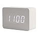 CoZroom Digital LED Wooden Clock Wood Alarm Clock Compact Mini Displaying Time Date Temperature Voice Touch Activated for Desktop Home Office, Pack of 1 (White)